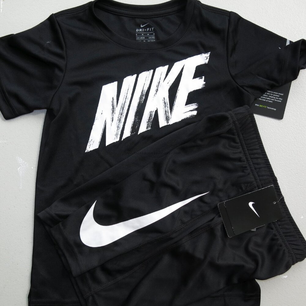 Nike Boys Size 6 ~ Summer Dri-fit Shorts & T-Shirts Orange Blue Black Green - Picture 4 of 5